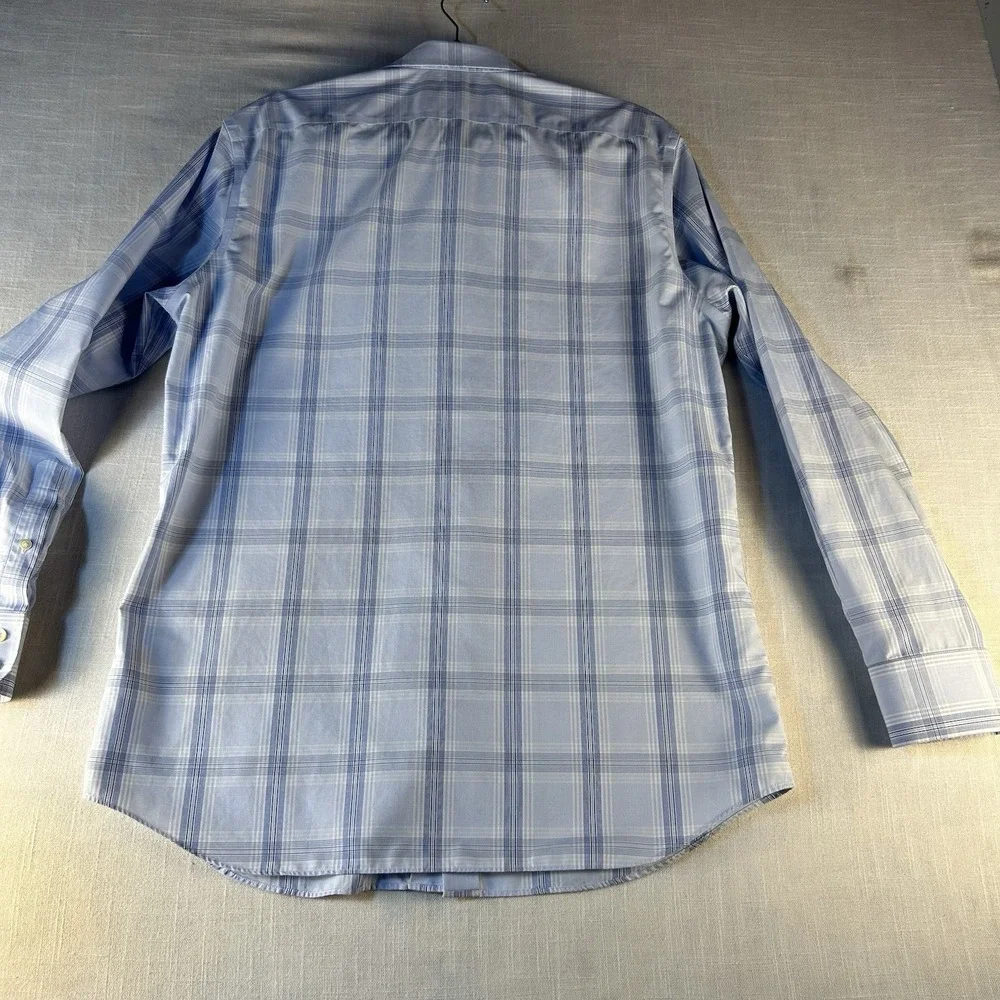 Banana Republic Non-Iron Slim‎ Fit Large Blue Plaid Long Sleeve  Button Up Shirt